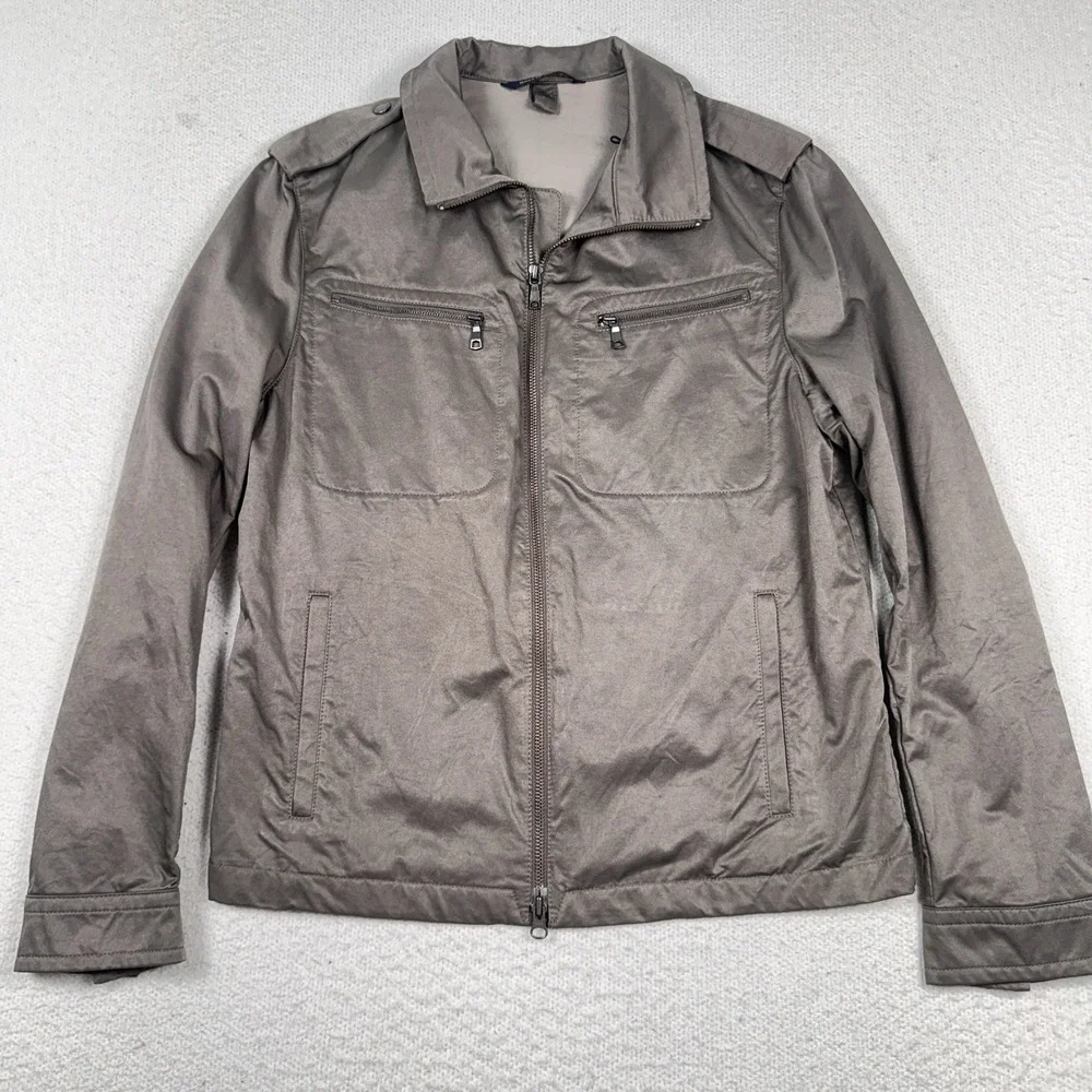 Banana Republic Cotton Military Jacket Mens Small Full Zip Utility Pockets Lined